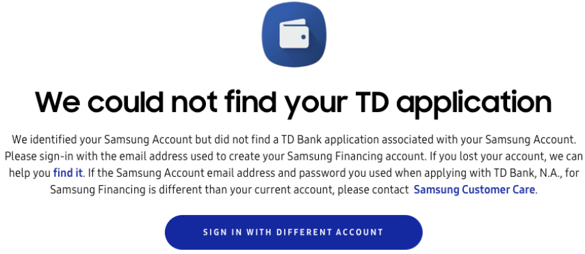 TD Bank - Could Not Find Application.PNG